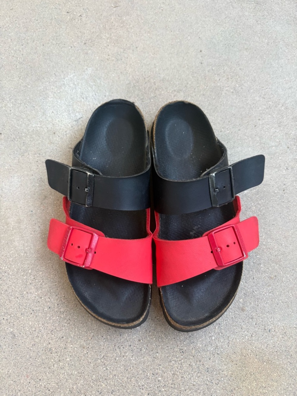 Birkenstock Arizona Split Women EU 38 US 7.5/8 Black Red Slip On Sandals Slides